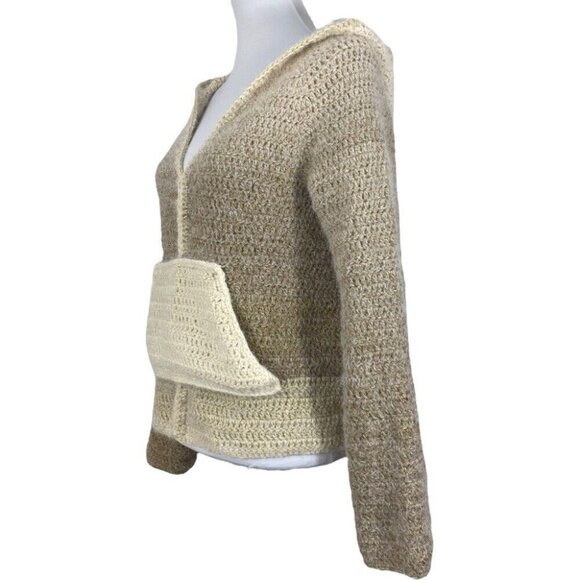 Handmade Women's NEW Tan Ombré V-Neck Long Sleeve Hooded Knit Sweater/C36 - Picture 5 of 11